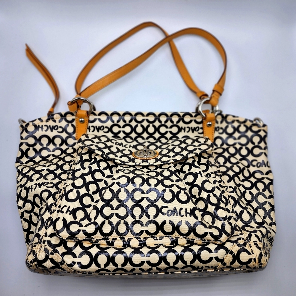 Beautiful Tan Coach Monogram Coated Purse